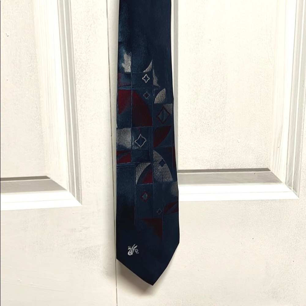 Vintage Don Loper Beverly Hills Shades of Blue Neck Tie Abstract Print USA Made